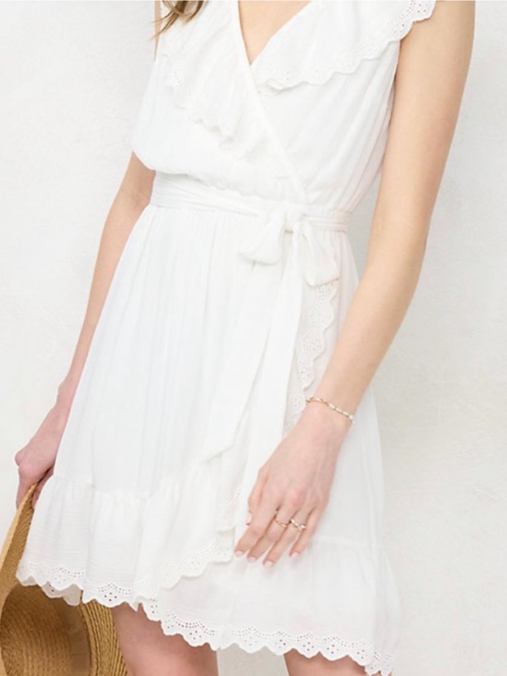 NWT Lauren Conrad Ruffle Wrap Dress Stone White